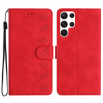 For Samsung Galaxy S24 Ultra Case PU Leather Wallet Imprinted Butterfly Stand Phone Cover