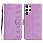 For Samsung Galaxy S24 Ultra Case PU Leather Wallet Imprinted Butterfly Stand Phone Cover
