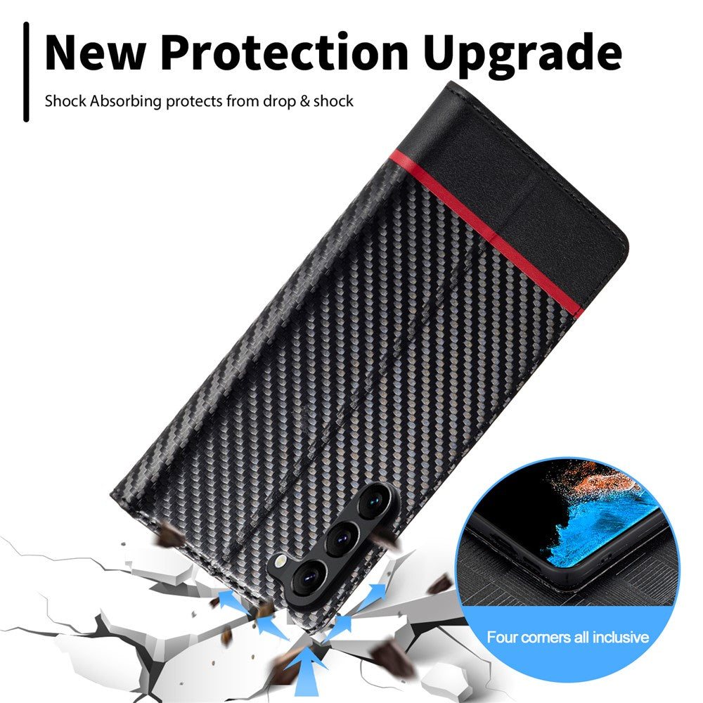 LC.IMEEKE For Samsung Galaxy S24 Case TPU+PU Leather Drop-proof Smart Phone Wallet Cover