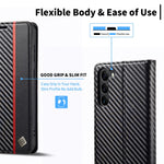 LC.IMEEKE För Samsung Galaxy S24+ mobilskal Stötsäkert Skyddande Skyddsfodral i Kolfiber med Textur
