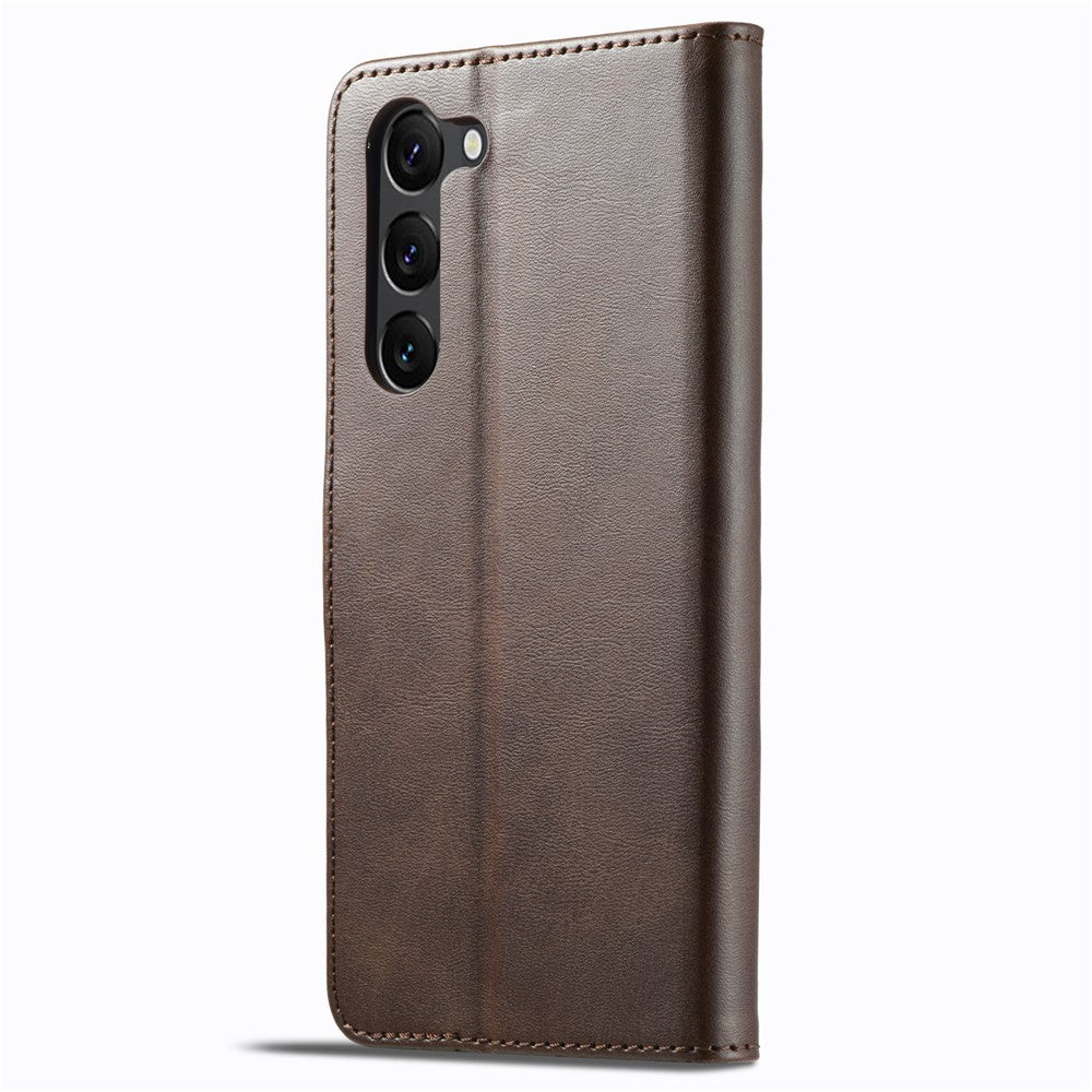 LC.IMEEKE For Samsung Galaxy S24+ Case Calf Texture Leather Stand Phone Protective Cover