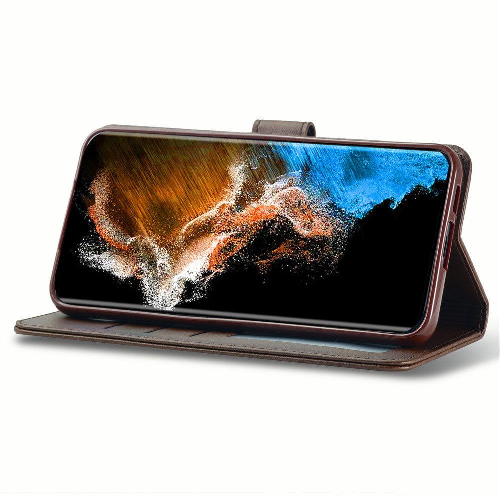LC.IMEEKE For Samsung Galaxy S24+ Case Calf Texture Leather Stand Phone Protective Cover
