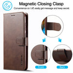 LC.IMEEKE For Samsung Galaxy S24+ Case Calf Texture Leather Stand Phone Protective Cover