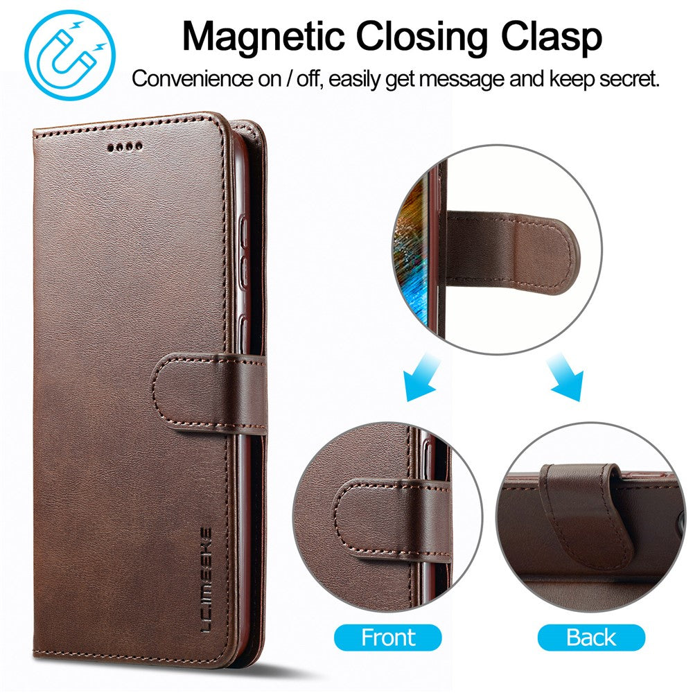 LC.IMEEKE For Samsung Galaxy S24+ Case Calf Texture Leather Stand Phone Protective Cover