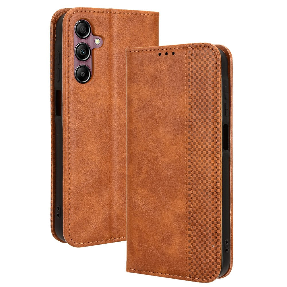 Til Samsung Galaxy A15 5G lædercover retro-telefoncover med pungstativ