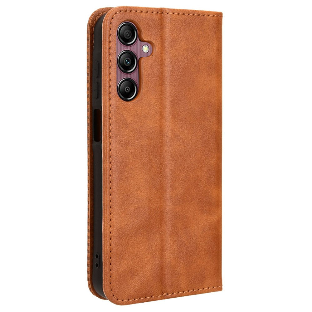 Til Samsung Galaxy A15 5G lædercover retro-telefoncover med pungstativ