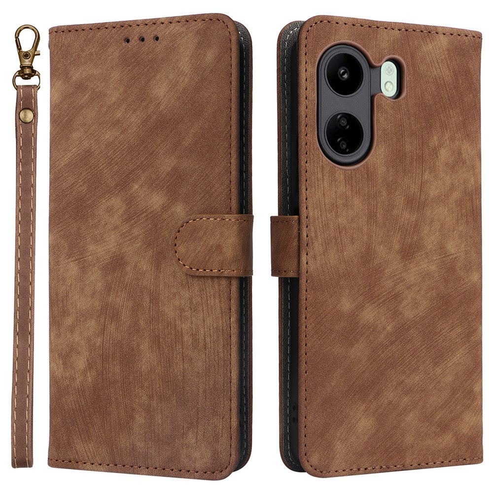 Xiaomi Poco C65 4G / Redmi 13C 4G Mobilskal med Rem PU Läder RFID Blockerande Fodral
