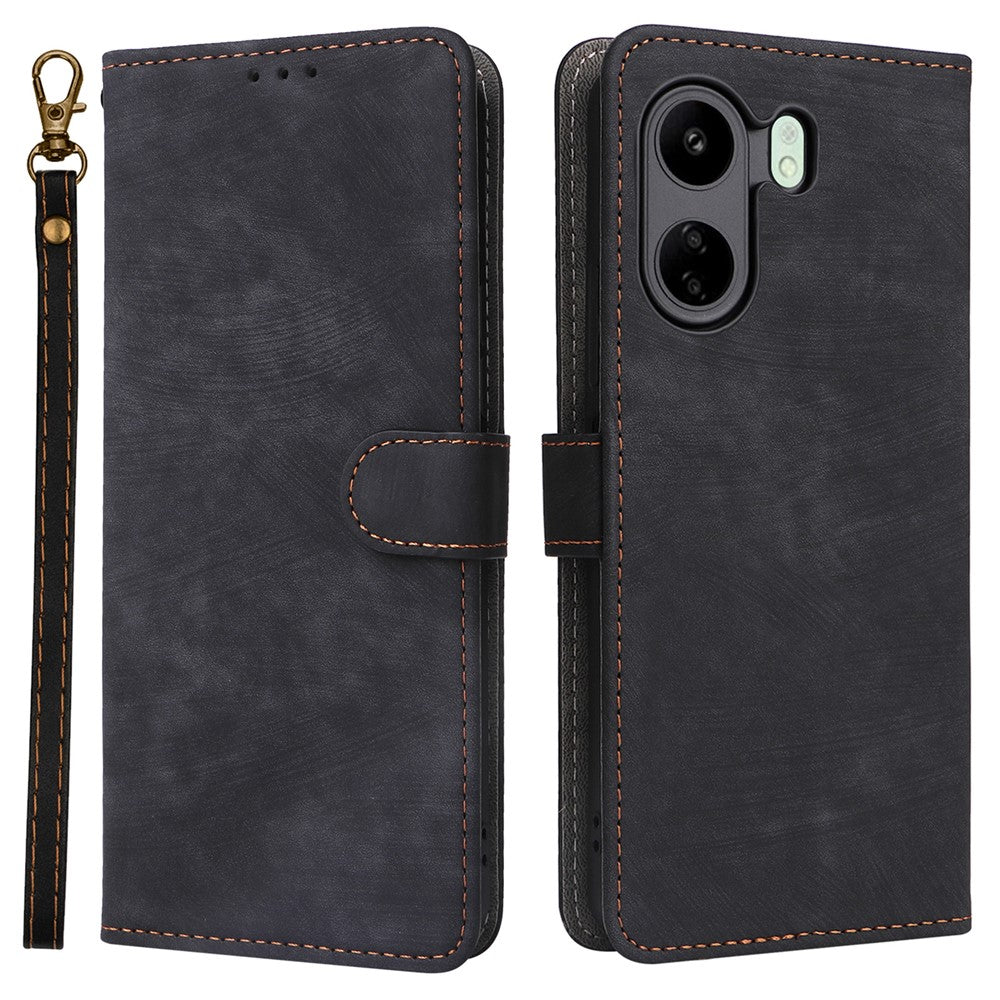 Xiaomi Poco C65 4G / Redmi 13C 4G Mobilskal med Rem PU Läder RFID Blockerande Fodral