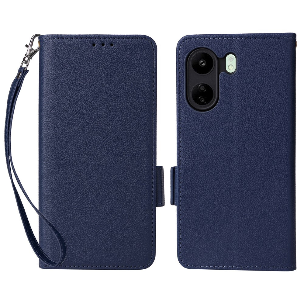 For Xiaomi Poco C65 4G / Redmi 13C 4G Cover PU Leather Wallet Cell Phone Case with Strap