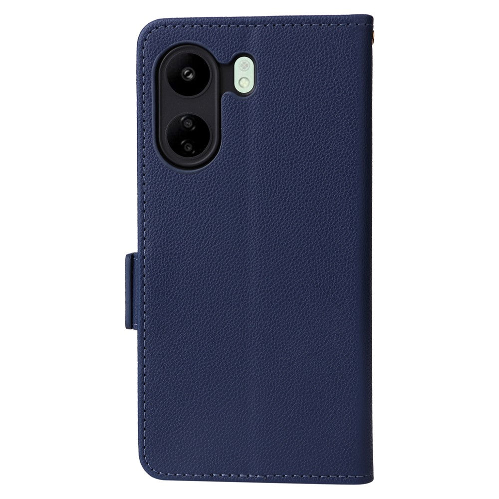 For Xiaomi Poco C65 4G / Redmi 13C 4G Cover PU Leather Wallet Cell Phone Case with Strap