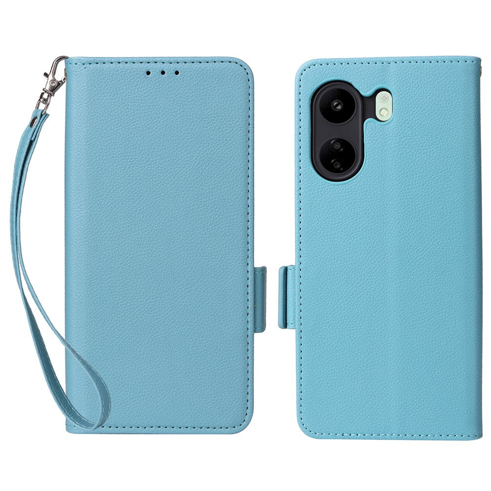 For Xiaomi Poco C65 4G / Redmi 13C 4G Cover PU Leather Wallet Cell Phone Case with Strap