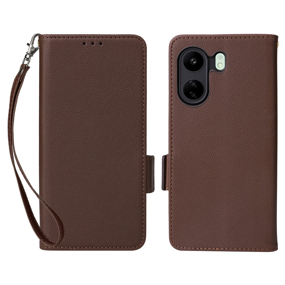 For Xiaomi Poco C65 4G / Redmi 13C 4G Cover PU Leather Wallet Cell Phone Case with Strap