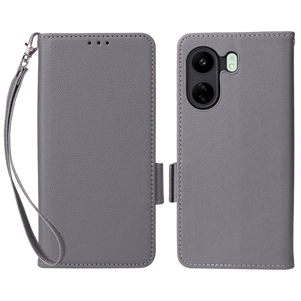 For Xiaomi Poco C65 4G / Redmi 13C 4G Cover PU Leather Wallet Cell Phone Case with Strap