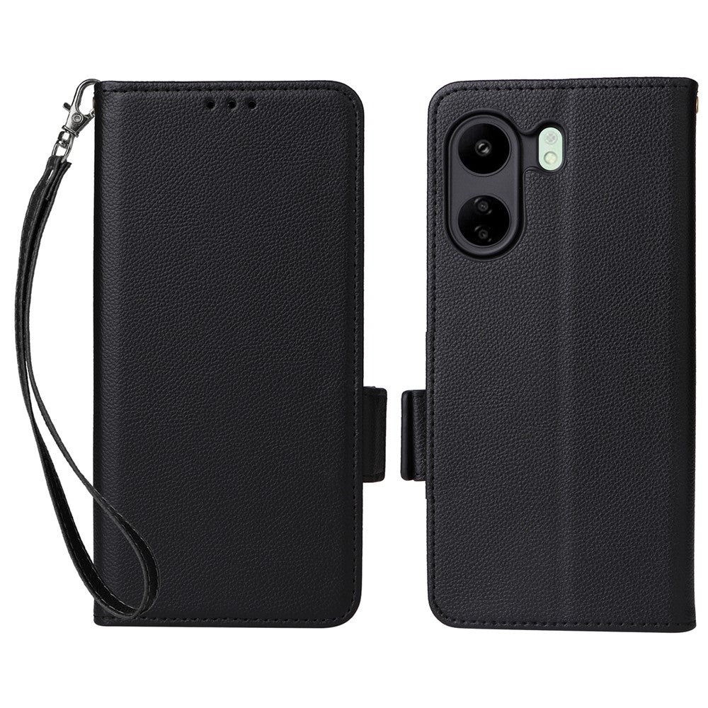 For Xiaomi Poco C65 4G / Redmi 13C 4G Cover PU Leather Wallet Cell Phone Case with Strap