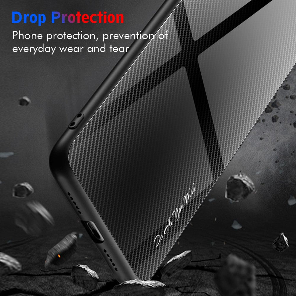 Hærdet glas + TPU telefoncover til Samsung Galaxy A05s 4G telefoncover med kulfibertekstur