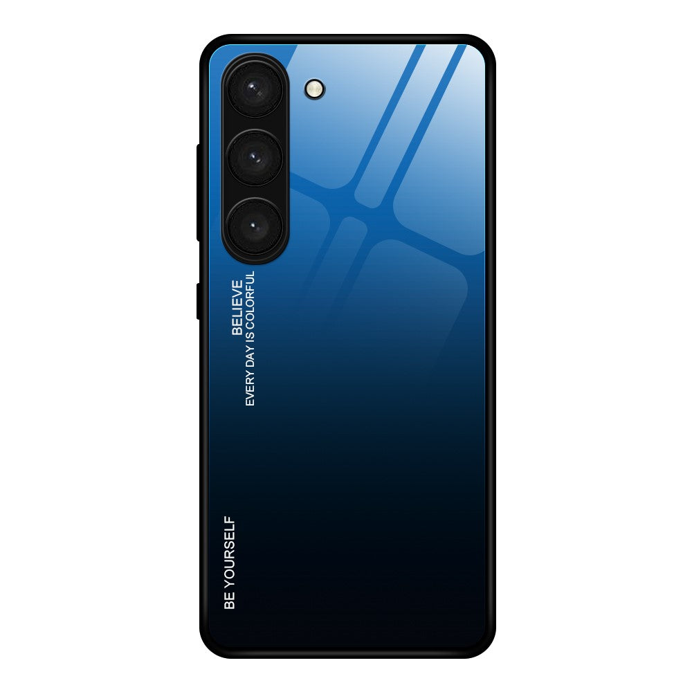 PC TPU-mobilskal för Samsung Galaxy S24-skal i härdat glas med tonad färg på baksidan