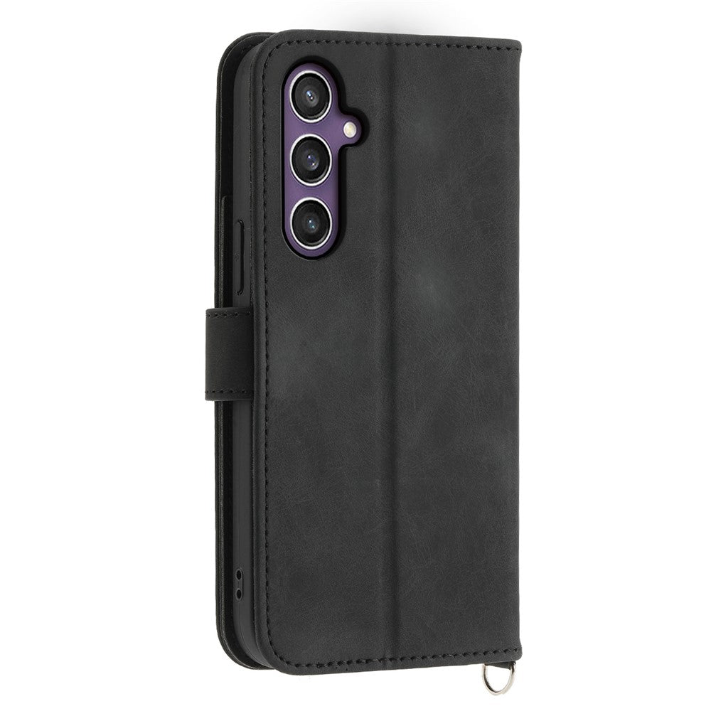 For Samsung Galaxy S24 Case Multiple Card Slots Leather Stand Cover with Straps
