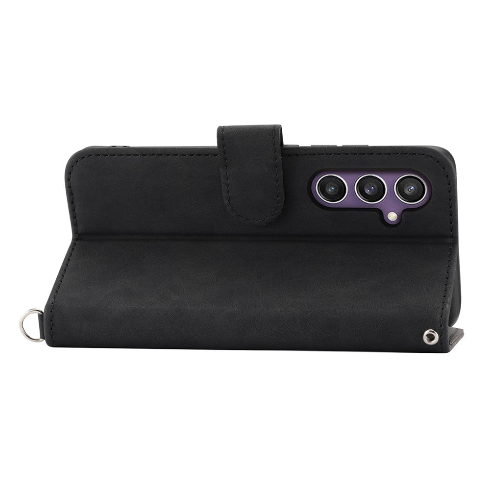 For Samsung Galaxy S24 Case Multiple Card Slots Leather Stand Cover with Straps