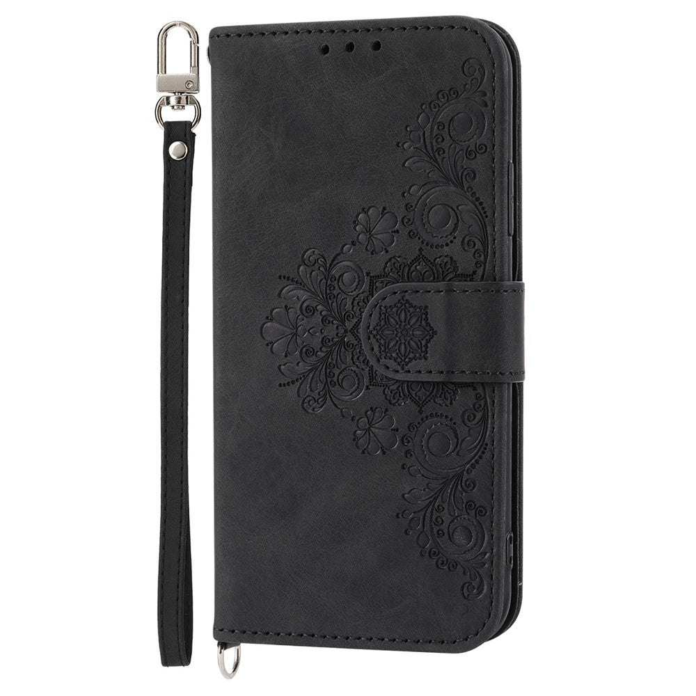 For Xiaomi 14 Case Wallet Imprinted Flower Leather Phone Cover with 2 Straps