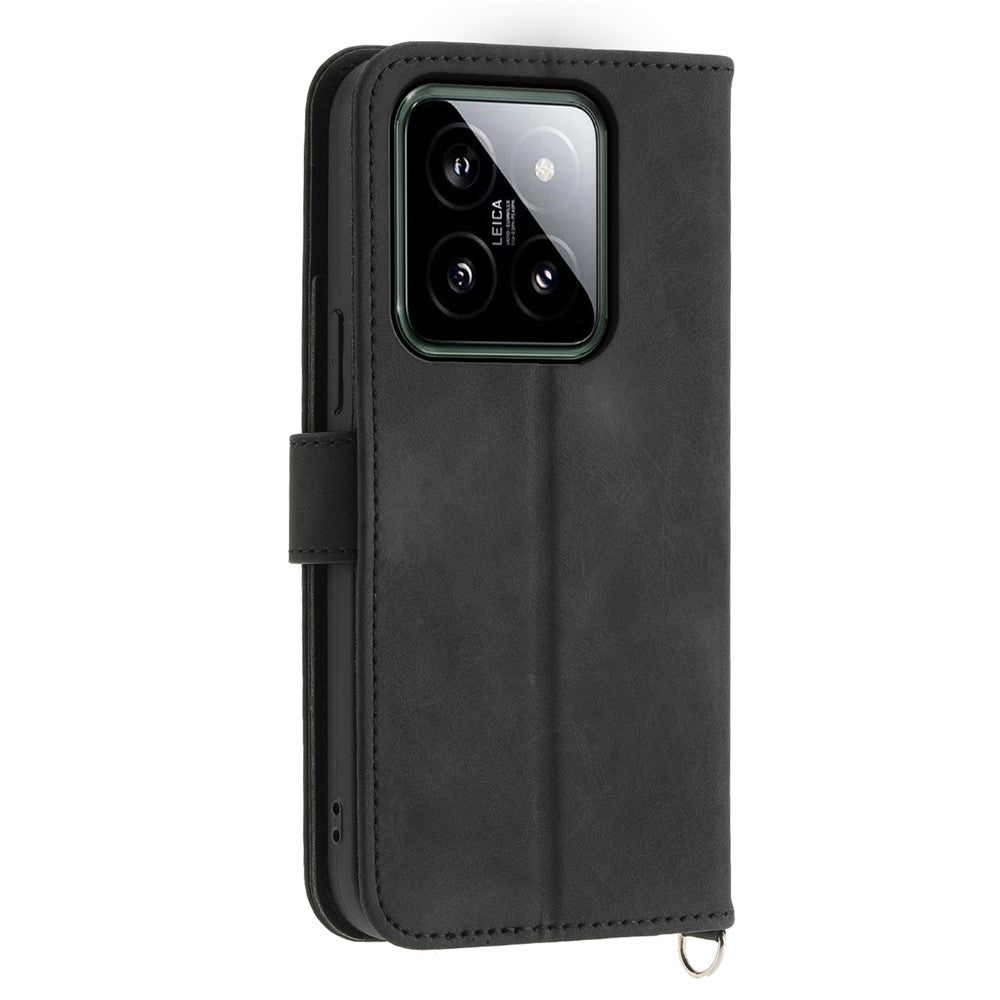 For Xiaomi 14 Case Wallet Imprinted Flower Leather Phone Cover with 2 Straps