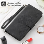 For Xiaomi 14 Case Wallet Imprinted Flower Leather Phone Cover with 2 Straps