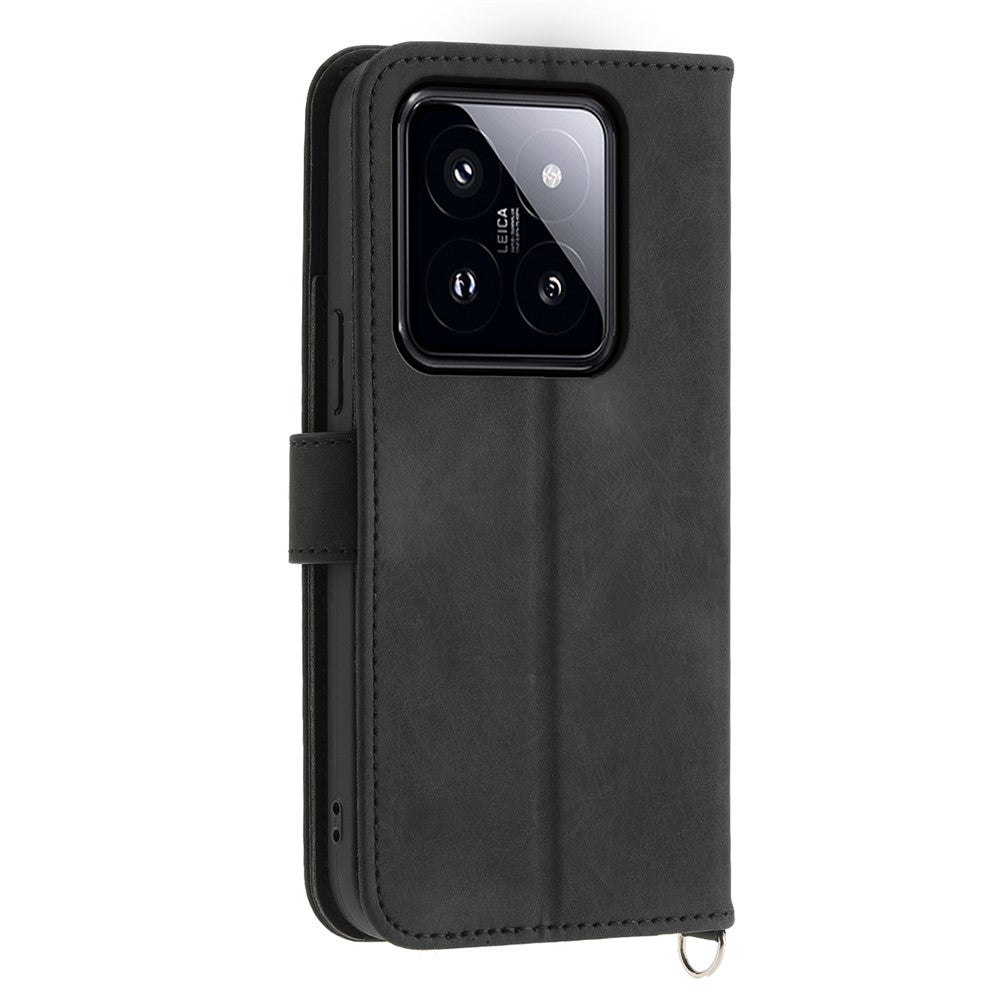 For Xiaomi 14 Pro Case Wallet Leather Phone Cover with Hand Strap + Shoulder Strap