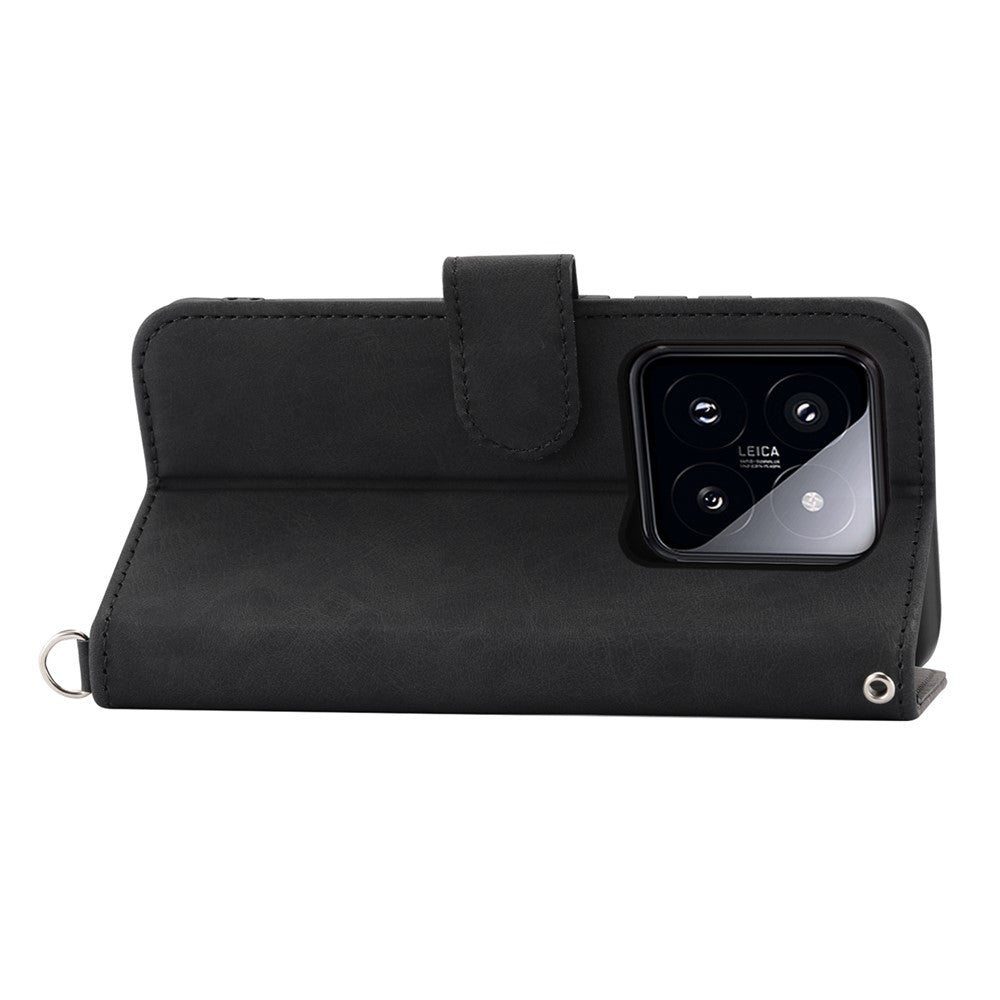 For Xiaomi 14 Pro Case Wallet Leather Phone Cover with Hand Strap + Shoulder Strap