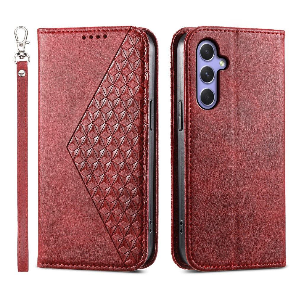 For Samsung Galaxy A25 5G (Global) (161.0 x 76.5 x 8.3mm) Case Calf Texture Imprinted Rhombus Pattern Phone Cover