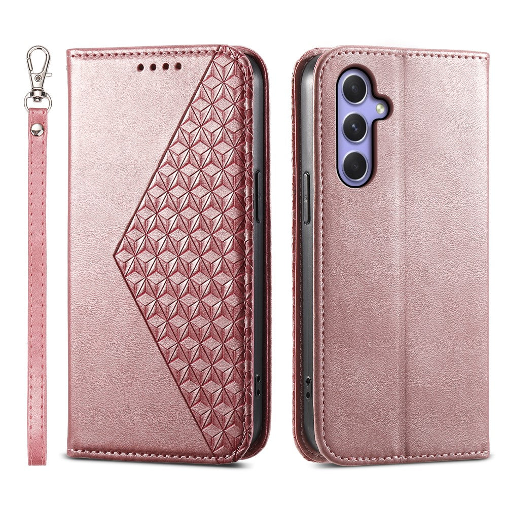 For Samsung Galaxy A25 5G (Global) (161.0 x 76.5 x 8.3mm) Case Calf Texture Imprinted Rhombus Pattern Phone Cover