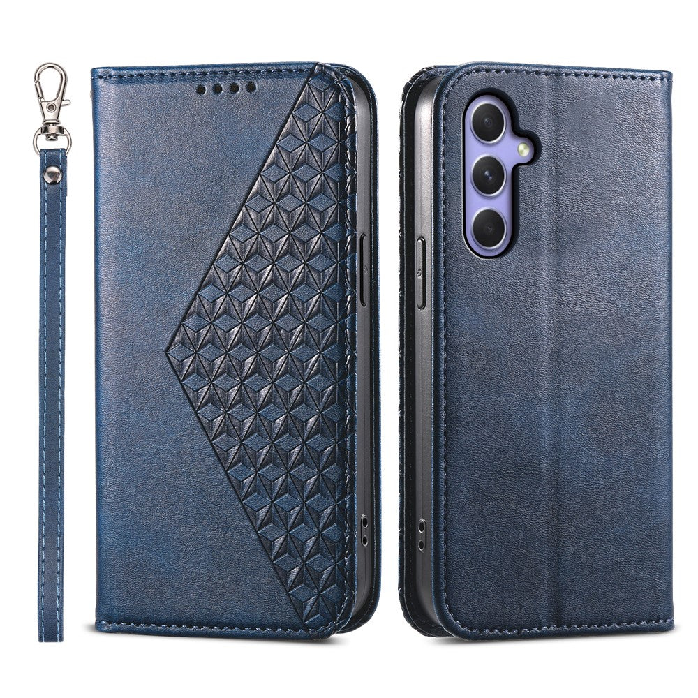 For Samsung Galaxy A25 5G (Global) (161.0 x 76.5 x 8.3mm) Case Calf Texture Imprinted Rhombus Pattern Phone Cover