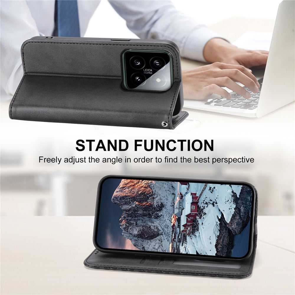 For Xiaomi 14 Phone Case Scratch-proof PU Leather Imprinted Wallet Cover