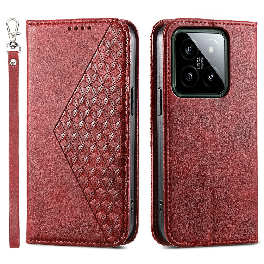 For Xiaomi 14 Phone Case Scratch-proof PU Leather Imprinted Wallet Cover