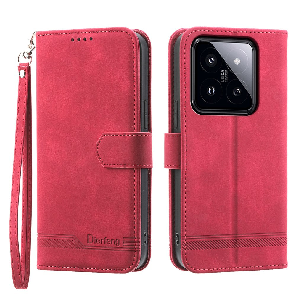 DIERFENG DF-03 For Xiaomi 14 Pro Case Scratch-resistant PU Leather Phone Stand Cover