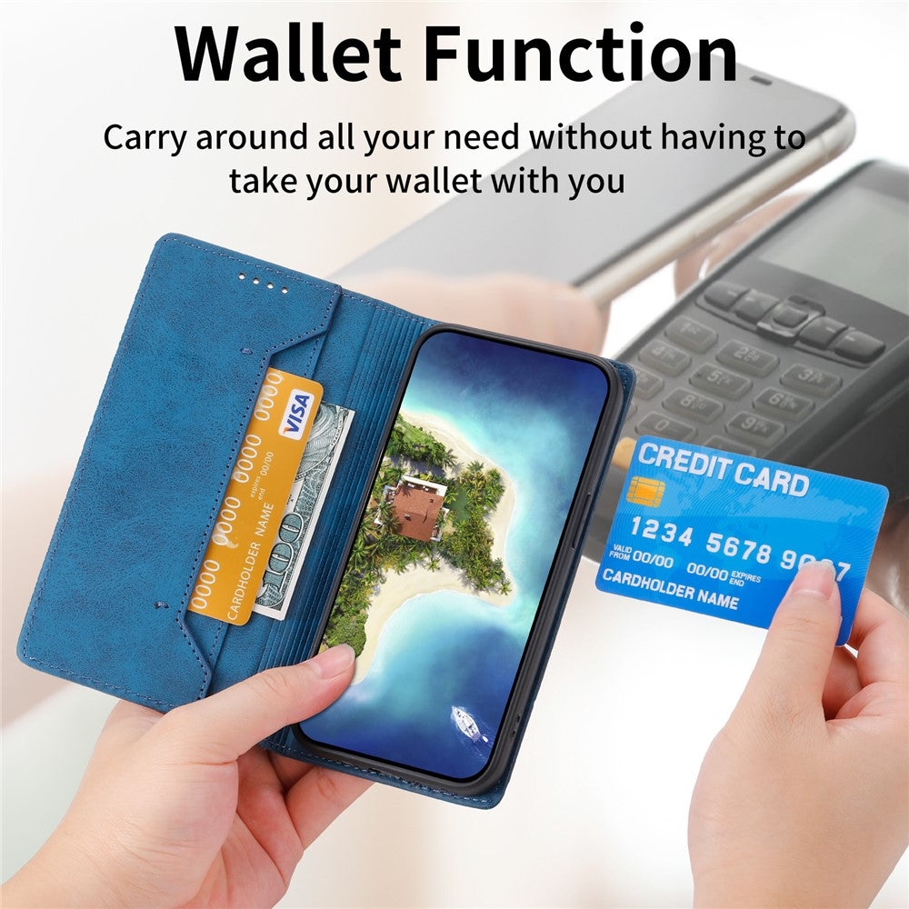 DF-05 Retro RFID Blocking Phone Shell for Xiaomi 14 Case Phone Stand Cover PU Leather Wallet