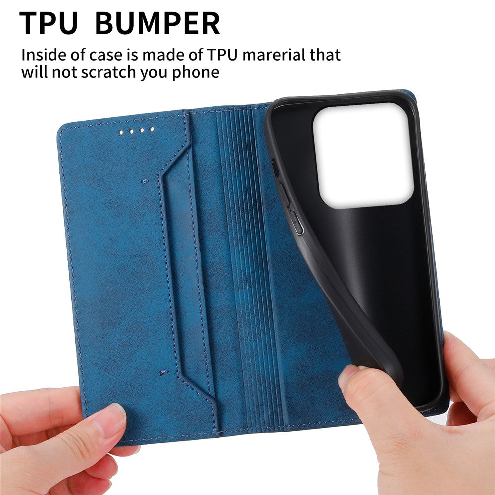 DF-05 Retro RFID Blocking Phone Shell for Xiaomi 14 Case Phone Stand Cover PU Leather Wallet