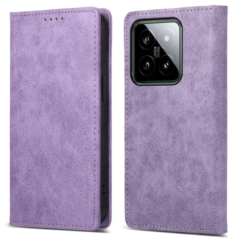 DF-05 Retro RFID Blocking Phone Shell for Xiaomi 14 Case Phone Stand Cover PU Leather Wallet