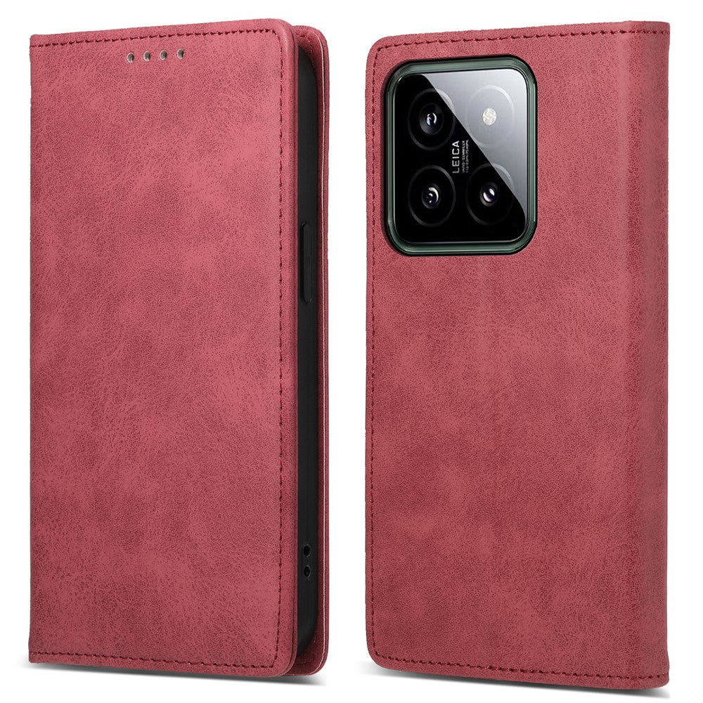 DF-05 Retro RFID Blocking Phone Shell for Xiaomi 14 Case Phone Stand Cover PU Leather Wallet