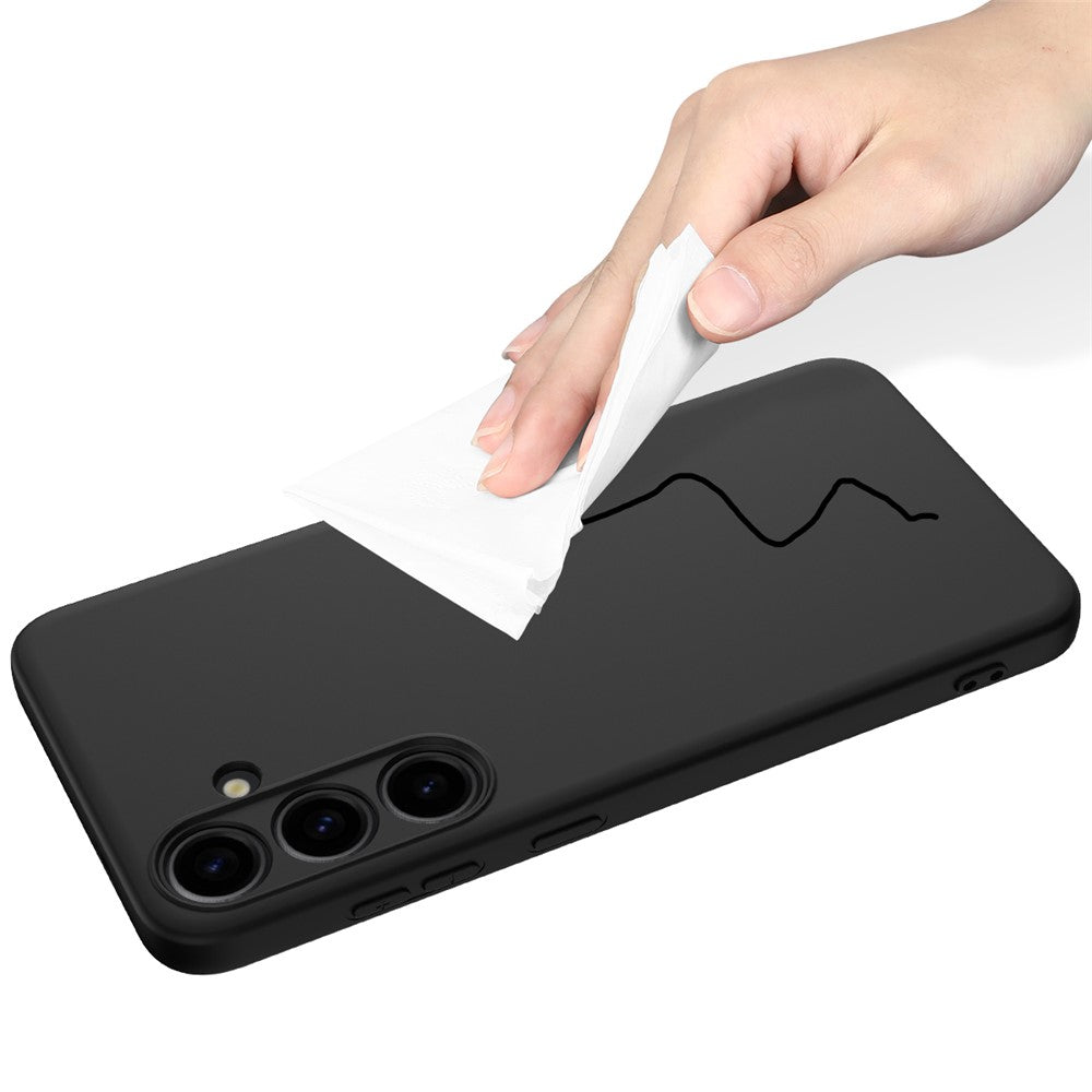For Samsung Galaxy S24+ Cell Phone Case Liquid Silicone Soft Liner Cover with Strap