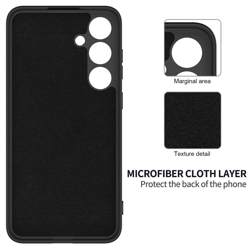 For Samsung Galaxy S24+ Cell Phone Case Liquid Silicone Soft Liner Cover with Strap