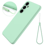 For Samsung Galaxy S24+ Cell Phone Case Liquid Silicone Soft Liner Cover with Strap
