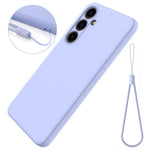 For Samsung Galaxy S24+ Cell Phone Case Liquid Silicone Soft Liner Cover with Strap