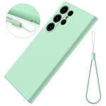 For Samsung Galaxy S24 Ultra Case Shockproof Liquid Silicone Smartphone Cover with Strap