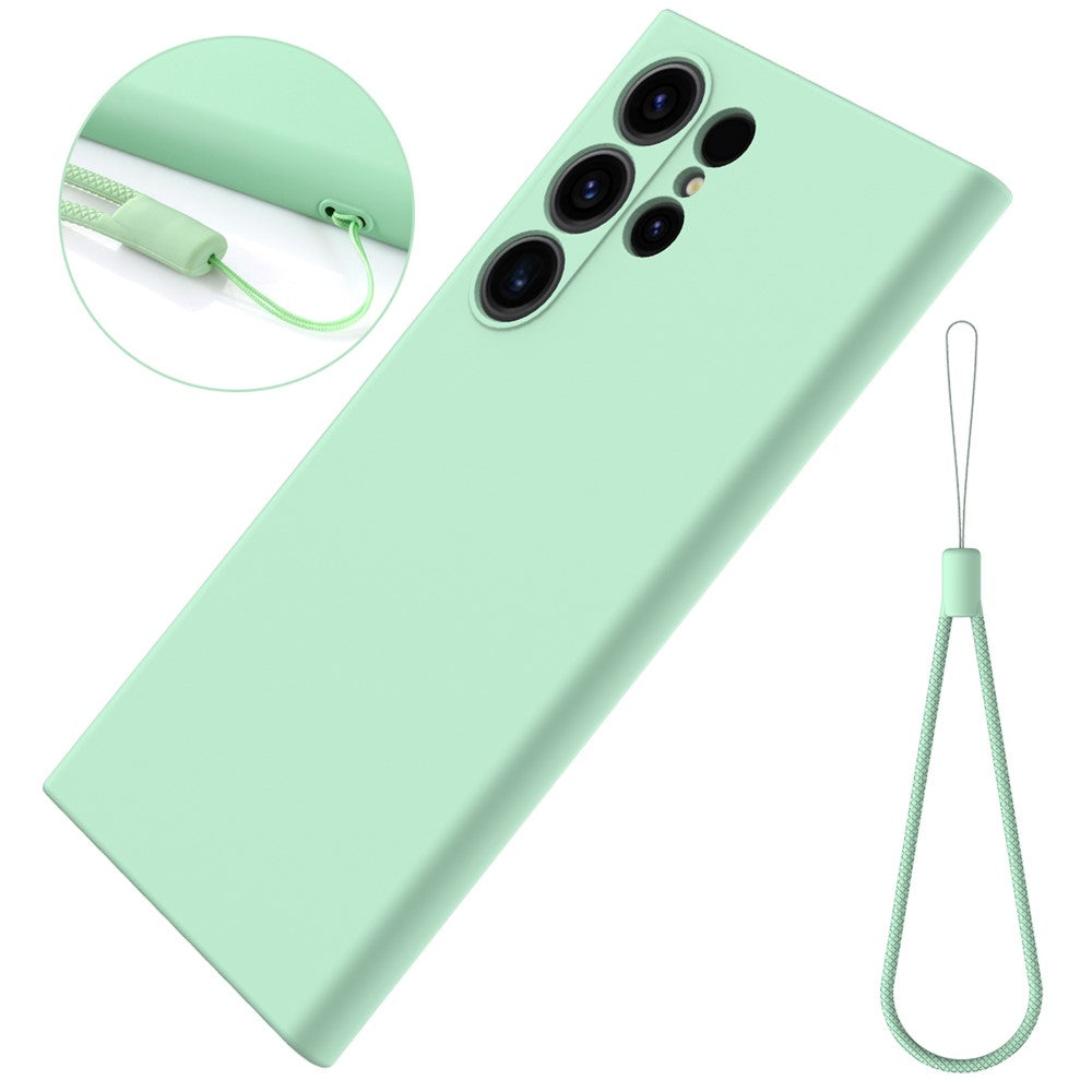 For Samsung Galaxy S24 Ultra Case Shockproof Liquid Silicone Smartphone Cover with Strap
