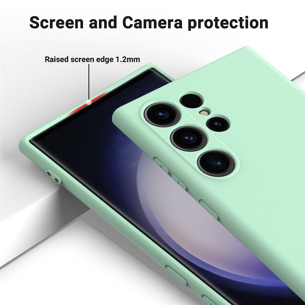 For Samsung Galaxy S24 Ultra Case Shockproof Liquid Silicone Smartphone Cover with Strap