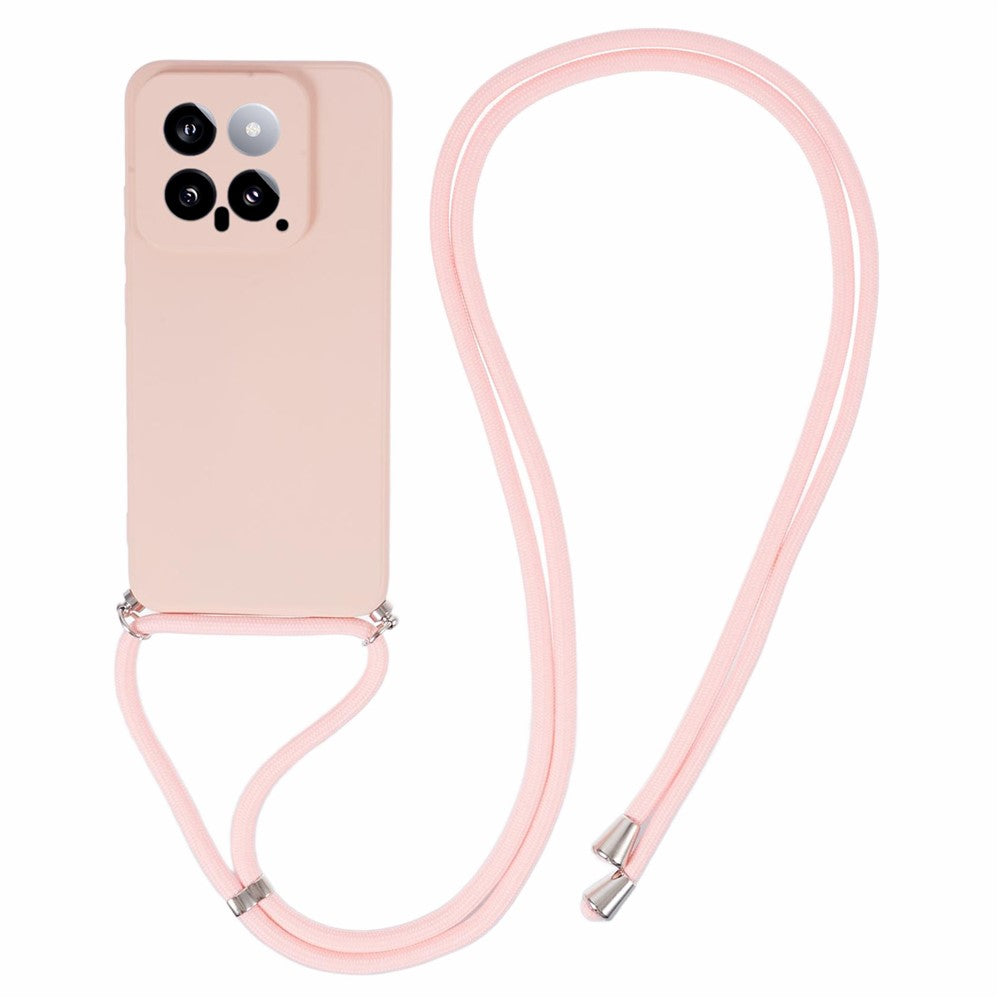 For Xiaomi 14 TPU Phone Case Fiber Inner Lining Protective Cover with Lanyard