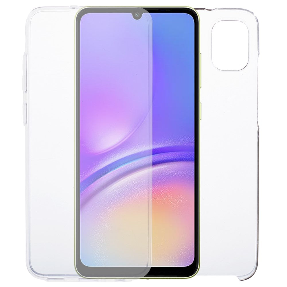 Til Samsung Galaxy A05 4G Gennemsigtigt Telefoncover Ridsefast TPU + Akrylcover med PET Skærmbeskytter