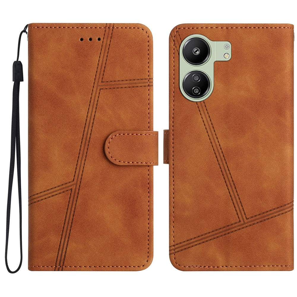 For Xiaomi Redmi 13C 4G / 13C 5G / 13R 5G / Poco C65 4G / Poco M6 5G Anti-Fall Cell Phone Cases Lines Imprinted Leather Cover