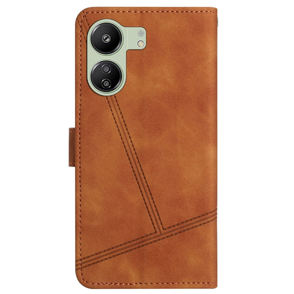 For Xiaomi Redmi 13C 4G / 13C 5G / 13R 5G / Poco C65 4G / Poco M6 5G Anti-Fall Cell Phone Cases Lines Imprinted Leather Cover