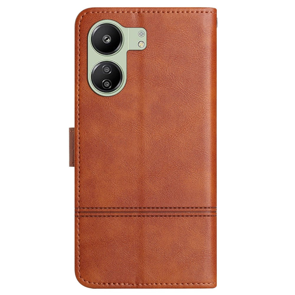 For Xiaomi Redmi 13C 4G / 13C 5G / 13R 5G / Poco C65 4G / Poco M6 5G Case Line Imprinted Phone Wallet Cover