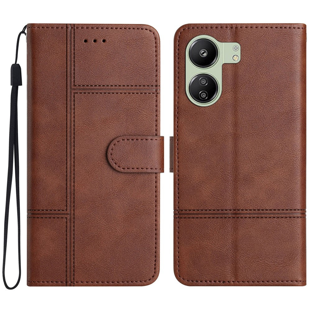 For Xiaomi Redmi 13C 4G / 13C 5G / 13R 5G / Poco C65 4G / Poco M6 5G Case Line Imprinted Phone Wallet Cover